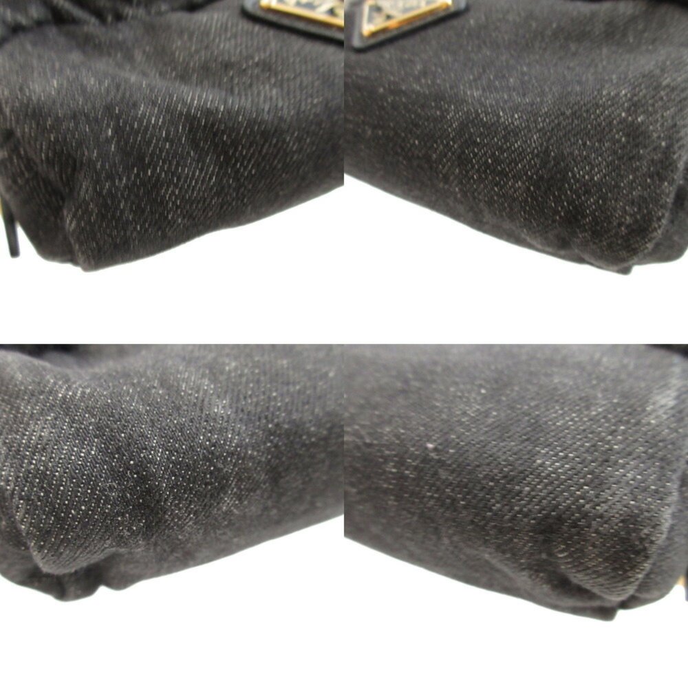 Prada Triangle Plate Denim Black Pouch 0484PRADA - Picture 7 of 8